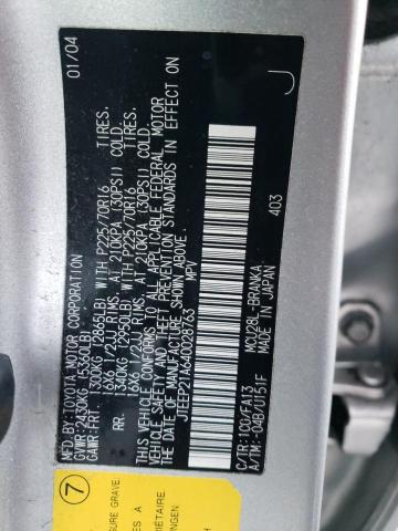 JTEEP21A640028763 - 2004 TOYOTA HIGHLANDER SILVER photo 14