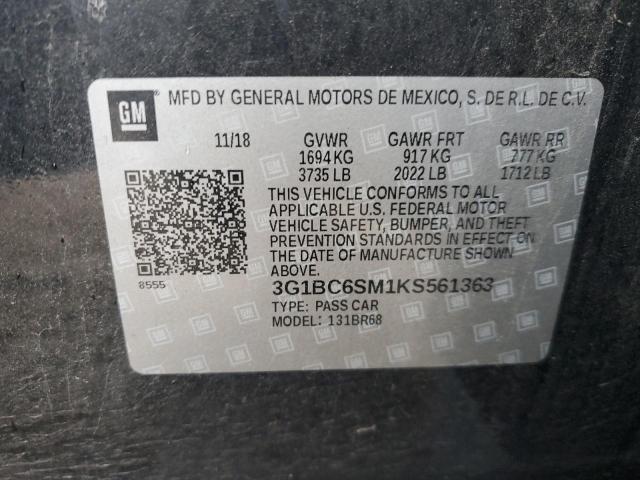 3G1BC6SM1KS561363 - 2019 CHEVROLET CRUZE LS BLACK photo 12