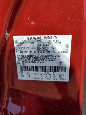 1FMCU0E77BKB04530 - 2011 FORD ESCAPE LIMITED RED photo 12