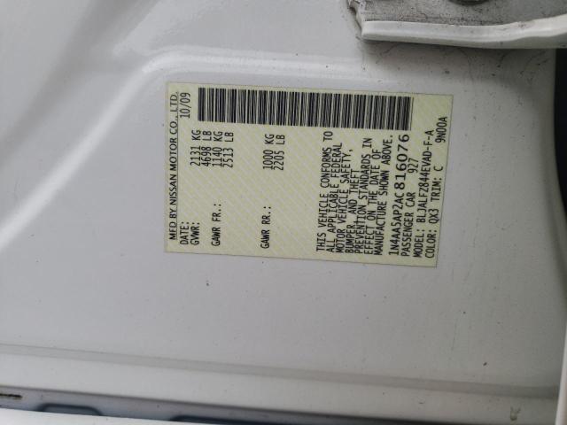 1N4AA5AP2AC816076 - 2010 NISSAN MAXIMA S WHITE photo 12