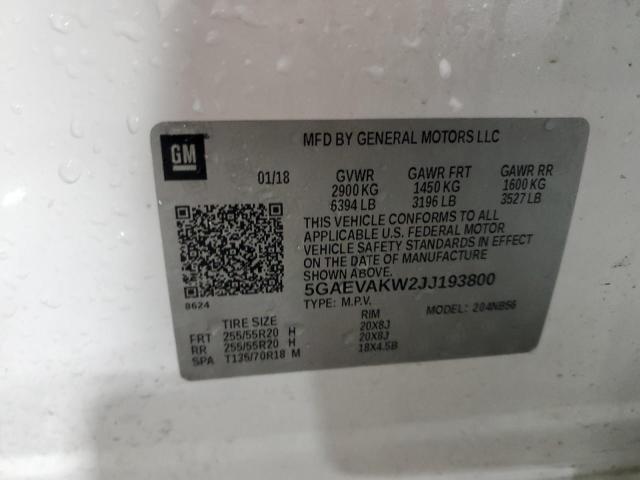 5GAEVAKW2JJ193800 - 2018 BUICK ENCLAVE ESSENCE 白色 照片 13