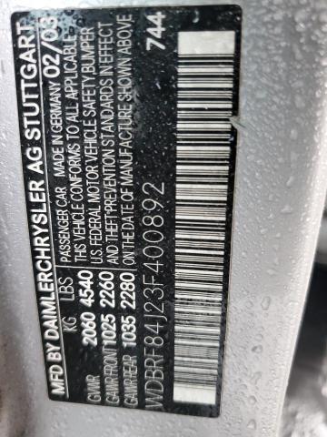 WDBRF84J23F400892 - 2003 MERCEDES-BENZ C 320 4MATIC SILVER photo 12