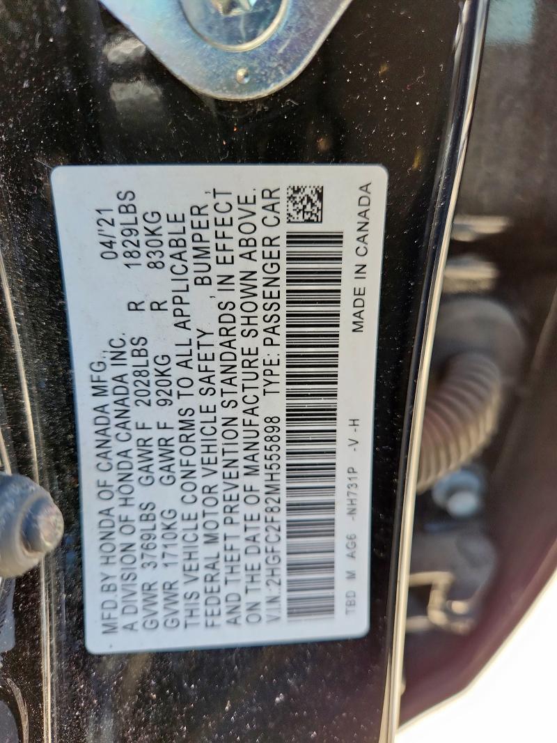 2HGFC2F82MH555898 - 2021 HONDA CIVIC SPORT Қара фото 13