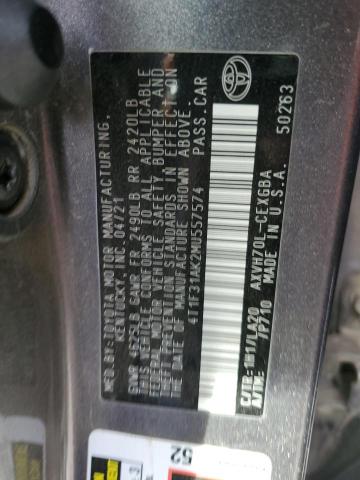 4T1F31AK2MU557574 - 2021 TOYOTA CAMRY XLE ნაცრისფერი ფოტო 12