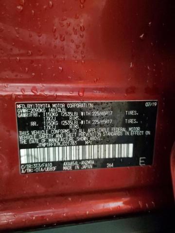 JTMP1RFV7KJ021783 - 2019 TOYOTA RAV4 XLE Қызыл фото 13