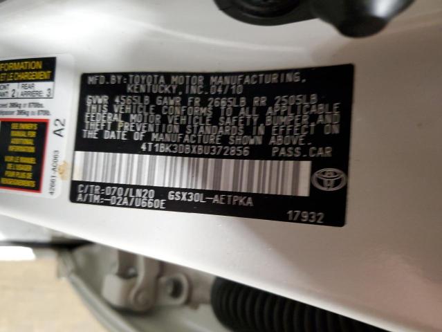 4T1BK3DBXBU372856 - 2011 TOYOTA AVALON BASE 白色 照片 12