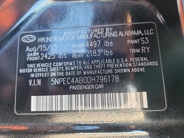5NPEC4AB0DH796178 - 2013 HYUNDAI SONATA SE შავი ფოტო 12