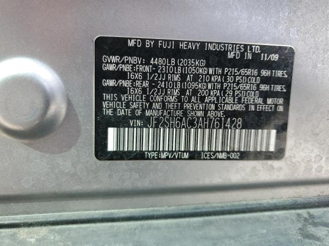 JF2SH6AC3AH761428 - 2010 SUBARU FORESTER 2.5X GRAY photo 13