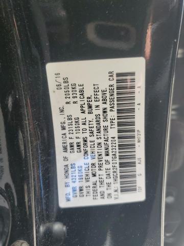 1HGCR2F07GA232204 - 2016 HONDA ACCORD EX შავი ფოტო 12