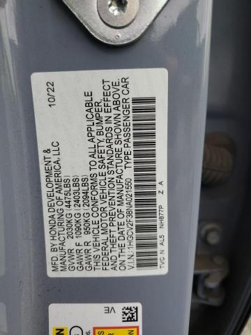 1HGCV2F38NA021550 - 2022 HONDA ACCORD SPORT BLUE photo 13