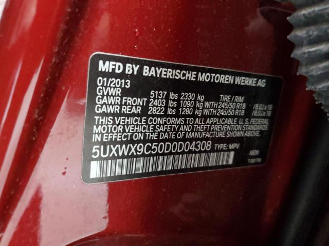 5UXWX9C50D0D04308 - 2013 BMW X3 XDRIVE28I BURGUNDY photo 12