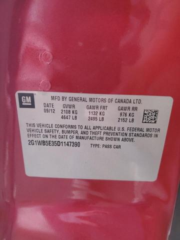 2G1WB5E35D1147390 - 2013 CHEVROLET IMPALA LT MAROON photo 12