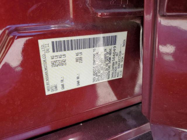 1N4AL2AP8BN504049 - 2011 NISSAN ALTIMA BASE 勃艮第红 照片 12