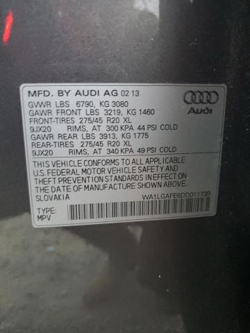 WA1LGAFE6DD011739 - 2013 AUDI Q7 PREMIUM PLUS رمادي صورة 14