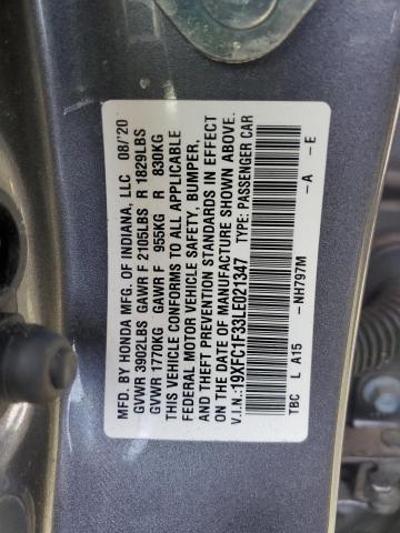 19XFC1F33LE021347 - 2020 HONDA CIVIC EX GRAY photo 12