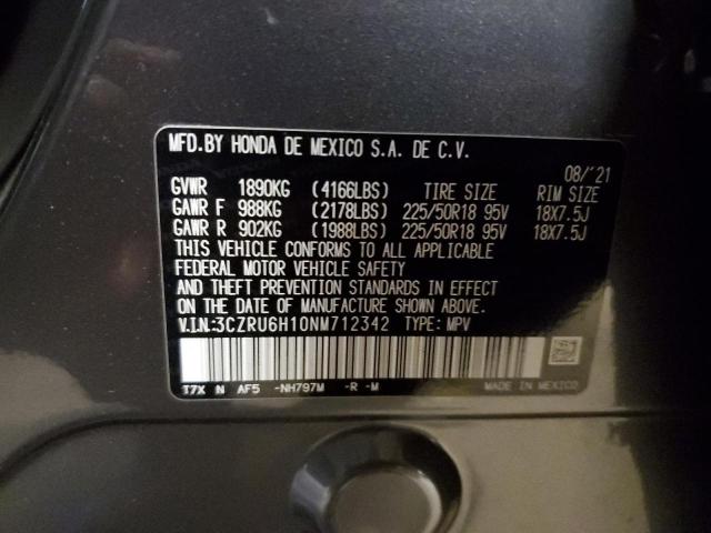 3CZRU6H10NM712342 - 2022 HONDA HR-V SPORT GRAY photo 14