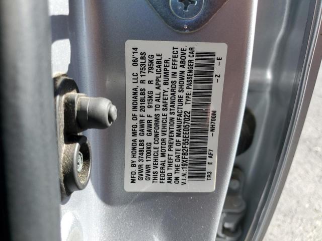19XFB2F55EE057022 - 2014 HONDA CIVIC LX SILVER photo 12