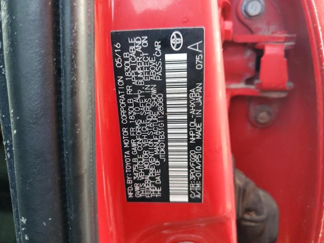 JTDKDTB31G1128080 - 2016 TOYOTA PRIUS C RED photo 12