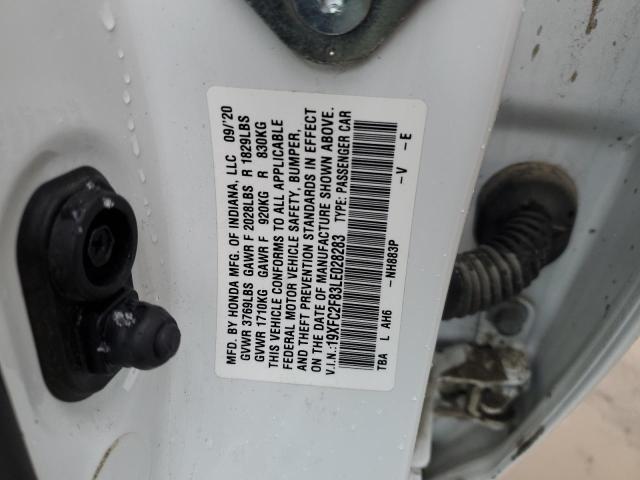19XFC2F83LE028283 - 2020 HONDA CIVIC SPORT WHITE photo 12