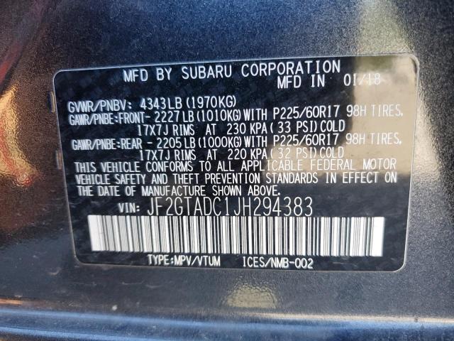 JF2GTADC1JH294383 - 2018 SUBARU CROSSTREK PREMIUM CHARCOAL photo 13