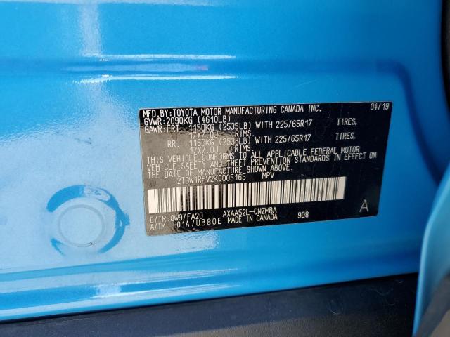 2T3W1RFV2KC005165 - 2019 TOYOTA RAV4 XLE BLUE photo 13