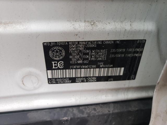 2T3R1RFV9KW012366 - 2019 TOYOTA RAV4 XLE Ağ foto 14