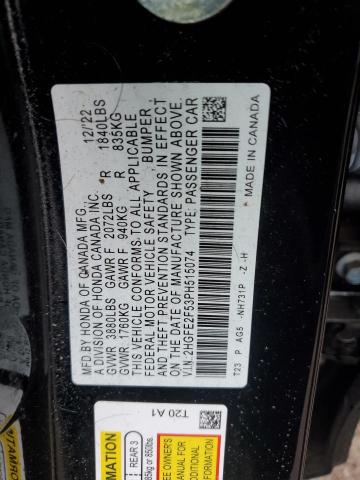 2HGFE2F53PH515074 - 2023 HONDA CIVIC SPORT Qara foto 12