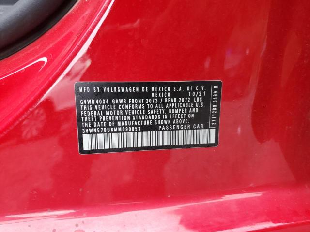 3VWN57BU6MM090853 - 2021 VOLKSWAGEN JETTA S RED photo 12