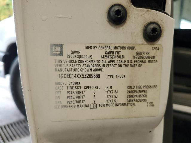 1GCEC14XX5Z209369 - 2005 CHEVROLET SILVERADO C1500 WHITE photo 12