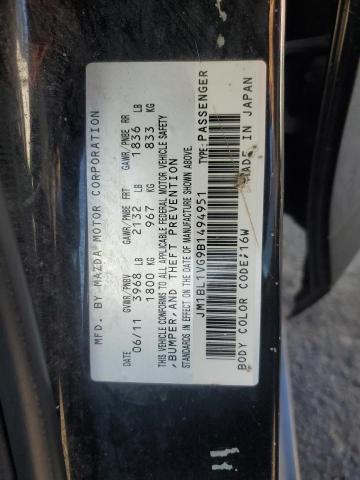 JM1BL1VG9B1494951 - 2011 MAZDA 3 I BLACK photo 12