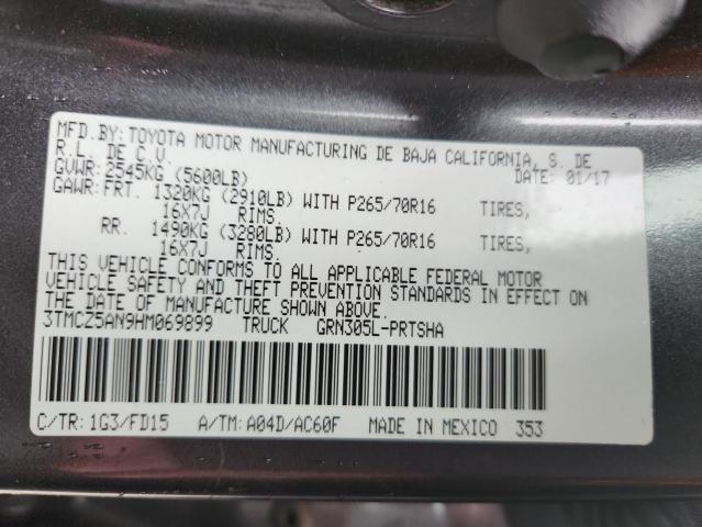3TMCZ5AN9HM069899 - 2017 TOYOTA TACOMA DOUBLE CAB 灰色 照片 12
