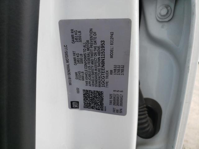 1GCGTEEN8N1151953 - 2022 CHEVROLET COLORADO ZR2 WHITE photo 12