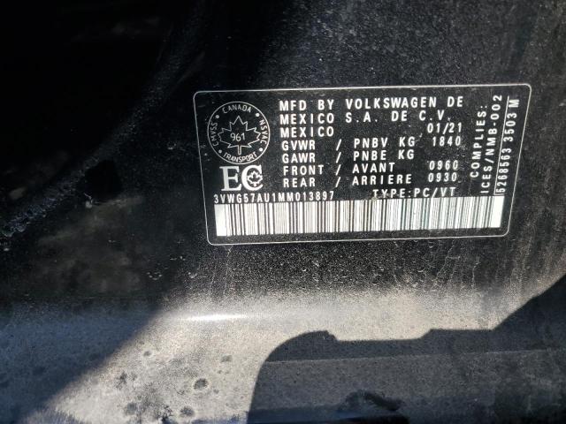 3VWG57AU1MM013897 - 2021 VOLKSWAGEN GOLF BLACK photo 13