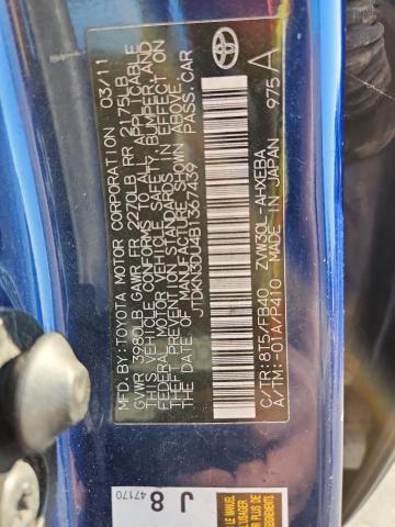 JTDKN3DU4B1367439 - 2011 TOYOTA PRIUS ლურჯი ფოტო 12