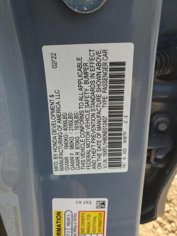 19XFL1H80NE012407 - 2022 HONDA CIVIC SPORT TOURING GRAY photo 12