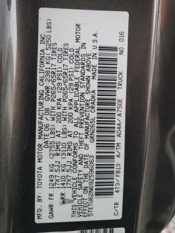 5TETU62N69Z596063 - 2009 TOYOTA TACOMA PRERUNNER ACCESS CAB GRAY photo 12