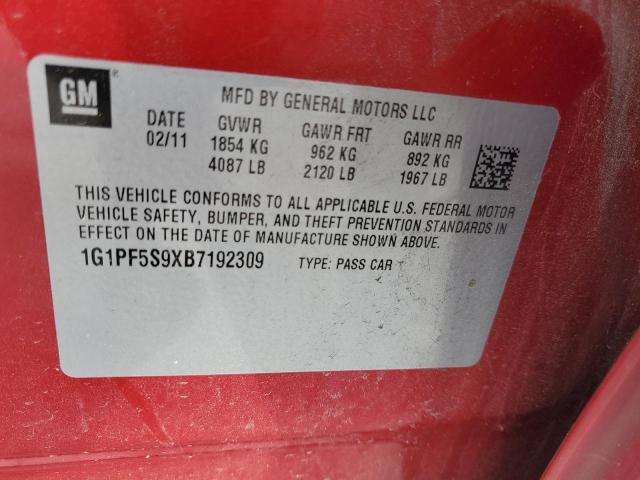 1G1PF5S9XB7192309 - 2011 CHEVROLET CRUZE LT RED photo 12