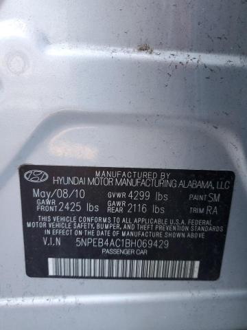 5NPEB4AC1BH069429 - 2011 HYUNDAI SONATA GLS SILVER photo 12