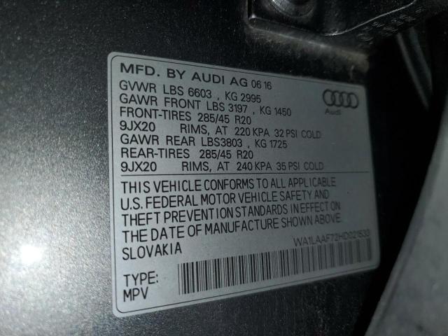 WA1LAAF72HD021533 - 2017 AUDI Q7 PREMIUM PLUS GRAY photo 13