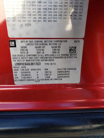 LRBFXCSA6LD017622 - 2020 BUICK ENVISION ESSENCE წითელი ფოტო 13