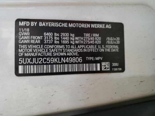 5UXJU2C59KLN49806 - 2019 BMW X5 XDRIVE50I WHITE photo 13