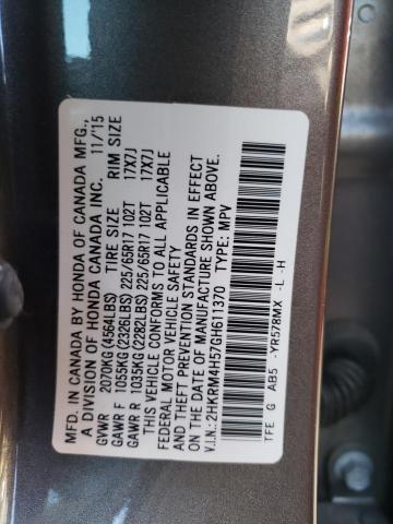 2HKRM4H57GH611370 - 2016 HONDA CR-V EX GRAY photo 13