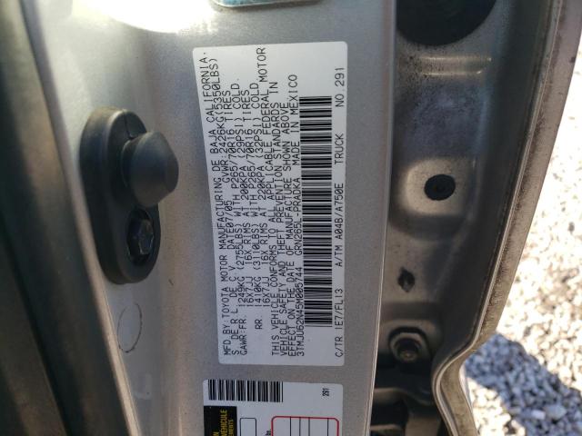 3TMJU62N45M005744 - 2005 TOYOTA TACOMA DOUBLE CAB PRERUNNER SILVER photo 12