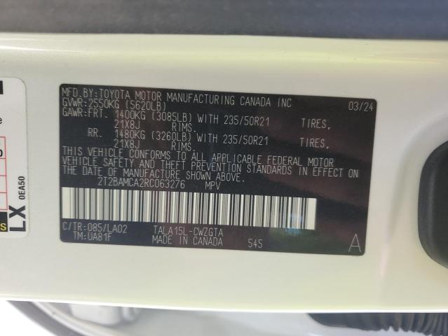 2T2BAMCA2RC063276 - 2024 LEXUS RX 350 BASE WHITE photo 13