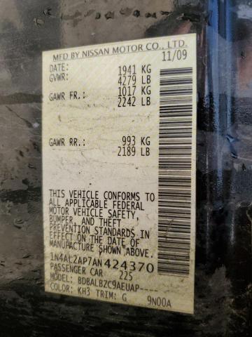 1N4AL2AP7AN424370 - 2010 NISSAN ALTIMA BASE BLACK photo 12