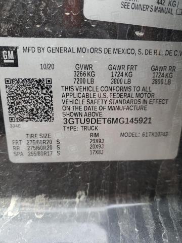 3GTU9DET6MG145921 - 2021 GMC SIERRA K1500 SLT BLACK photo 12