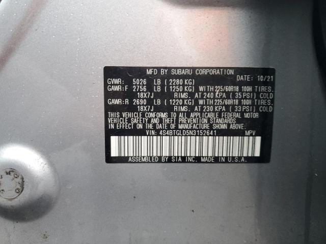 4S4BTGLD5N3152641 - 2022 SUBARU OUTBACK ONYX EDITION XT SILVER photo 13