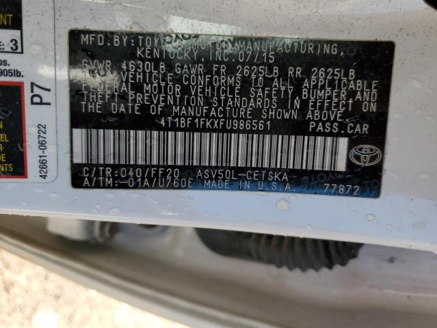 4T1BF1FKXFU986561 - 2015 TOYOTA CAMRY LE WHITE photo 12