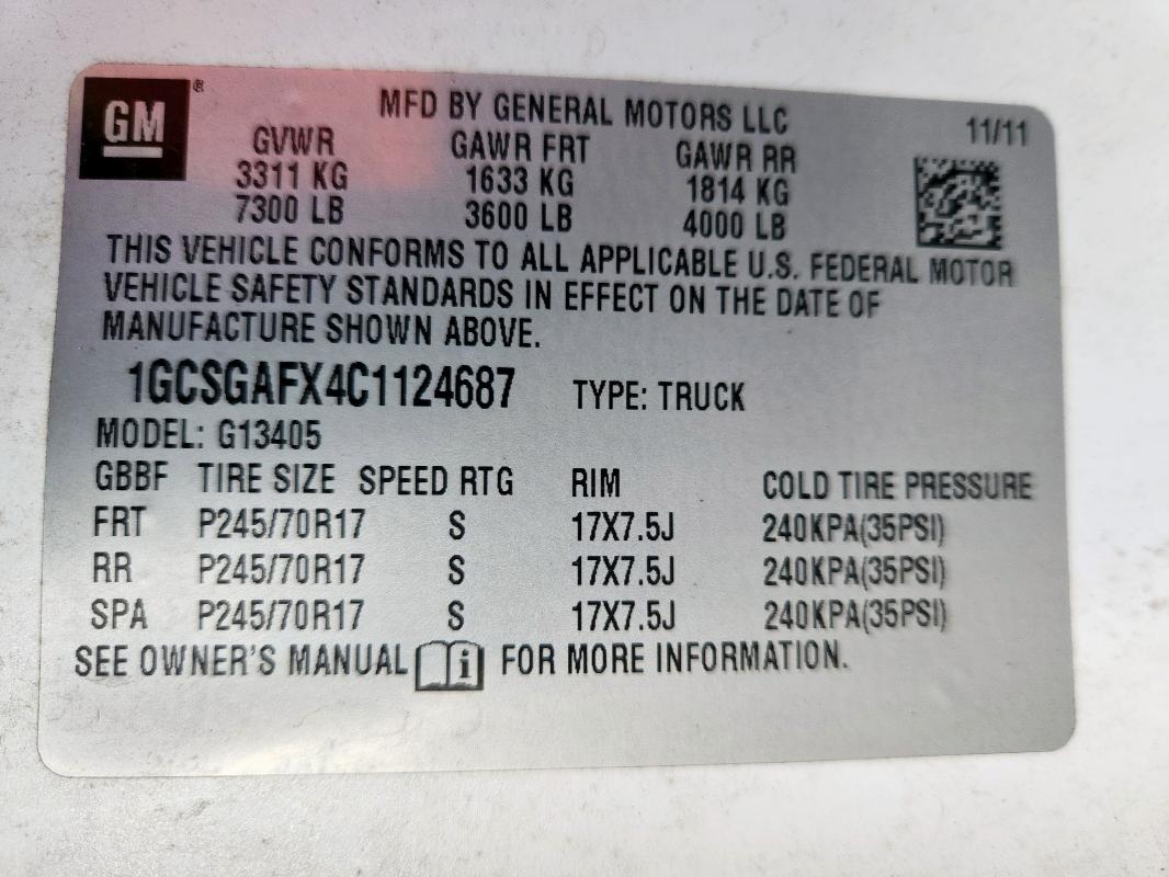 1GCSGAFX4C1124687 - 2012 CHEVROLET EXPRESS G1 Blanco foto 13