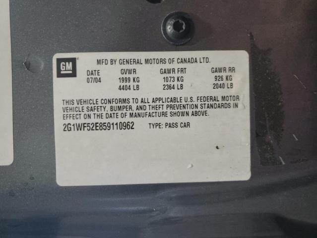 2G1WF52E859110962 - 2005 CHEVROLET IMPALA CHARCOAL photo 12